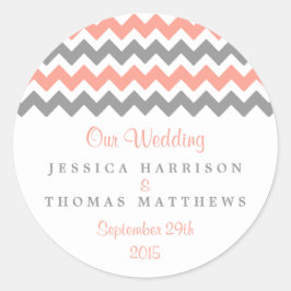 Adesivo Coleção de Casamento Moderno Chevron - Rosa e Cinz