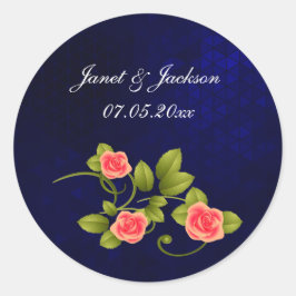 Adesivo Coleção de Casamentos de Flores Rosa de Azul Escur