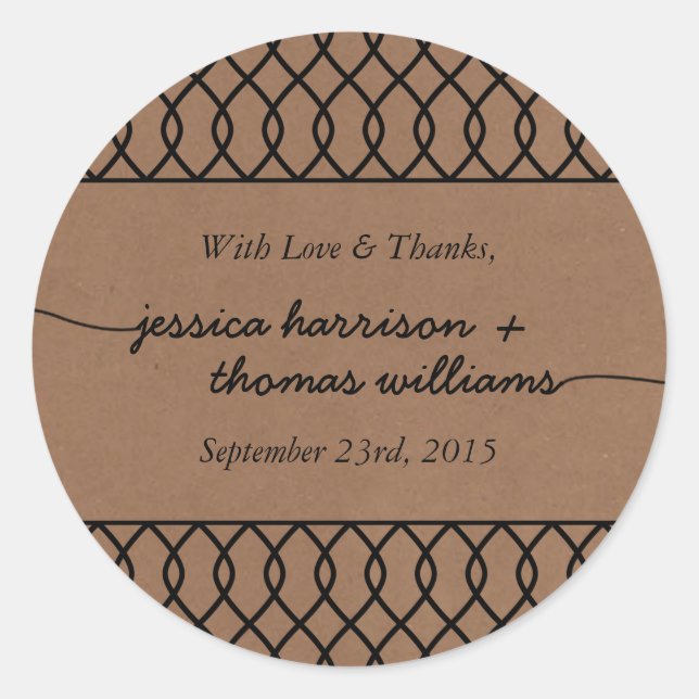 Adesivo Coleção de Casamentos de Kraft Whimsical Modern (Frente)