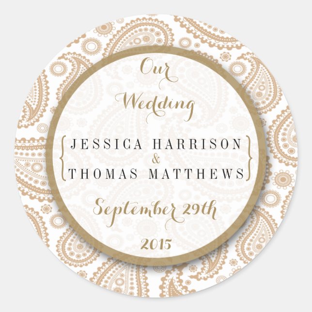 Adesivo Coleção de Casamentos de Paisley Moderno - Brown (Frente)