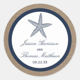 Adesivo Coleção de Casamentos de Praia de Starfish Burlap,
