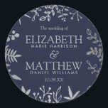 Adesivo Coleção de Casamentos Florais Elegante e Marinho S<br><div class="desc">Celebrar com estilo com estes modernos e muito modernos paus de casamento. O design é fácil de personalizar com sua redação de evento especial e seus convidados ficarão entusiasmados quando eles virem esses adesivos fabulosos. Itens correspondentes podem ser encontrados na coleção.</div>