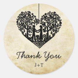 Adesivo Coleção de Casamentos vintage de Árvore Coração em
