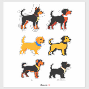 Adesivo Coleção de Filhotes de Desenho Animado Fofos