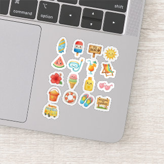 Adesivo Coleção de Ilustração de Diversão em Praia de Verã