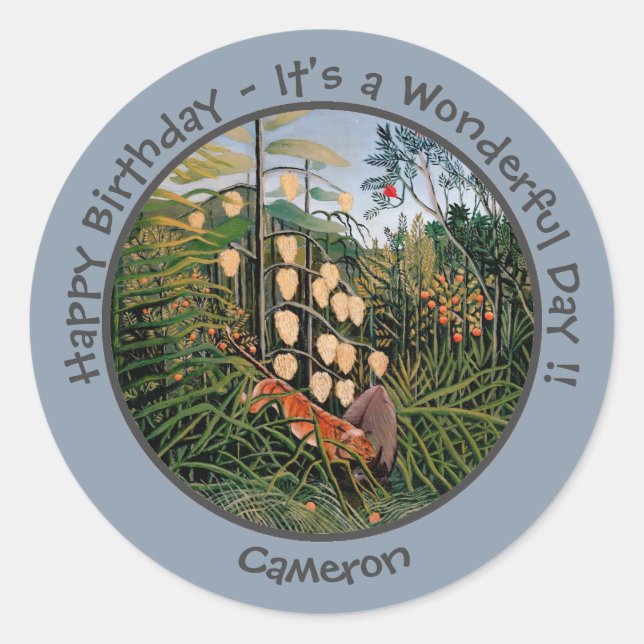 Adesivo Coleção de Itens do Partido Henri Rousseau Tiger & (Frente)