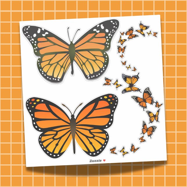 Adesivo Coleção de Sticker da Borboleta Monarca (Monarch Butterfly Sticker Collection)