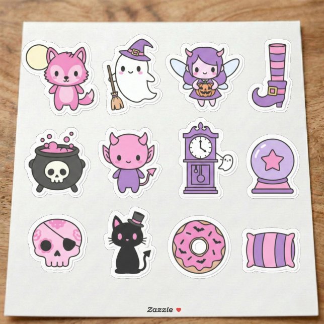 Adesivo Coleção de Sticker do Pastel Encantado Kawaii (Cute cartoon monsters for a fun vibe.)