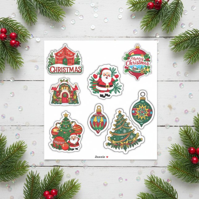 Adesivo Coleção de Vinhetas de Natal Festivas (Festive Christmas Sticker Collection)