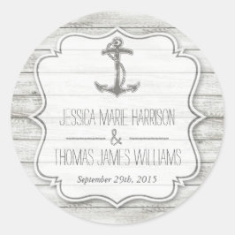 Adesivo Coleção Náutica de Casamento de Madeira de Praia d