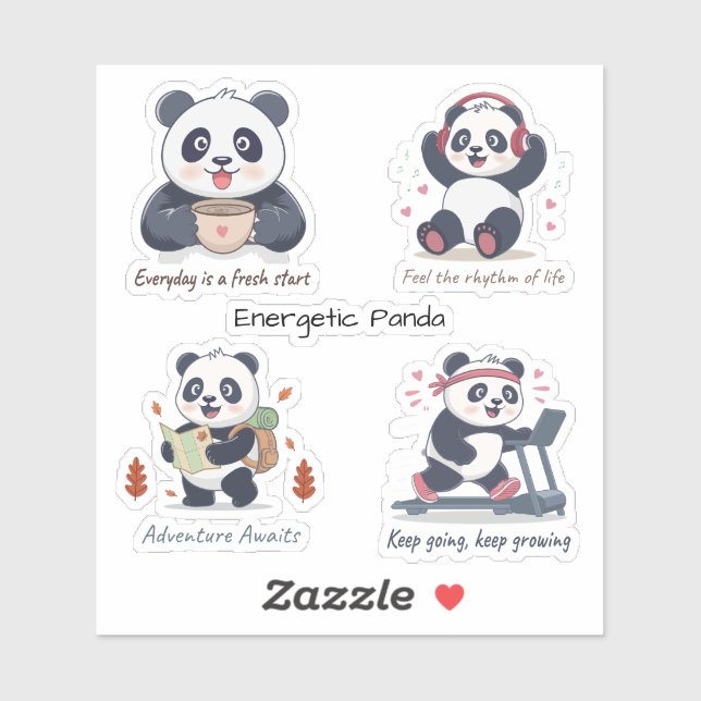 Adesivo Coleção Panda Energético (Folha)