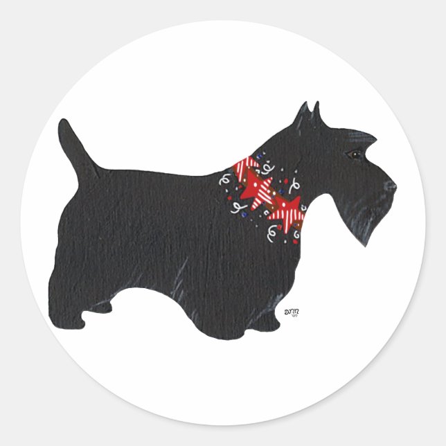 Adesivo Coleira de Férias para Scottish Terrier Preto (Frente)