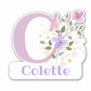 Adesivo Coleta de nome e inicial com Design Floral
