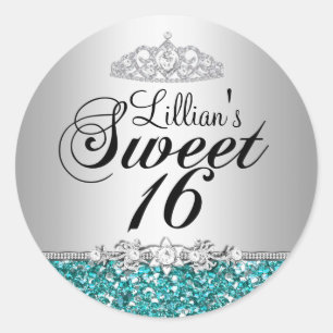 Adesivo Coleta Teal e Diamond Tiara Sweet 16