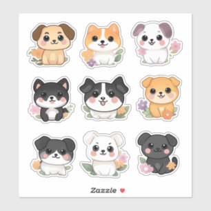 Adesivo Coletor de Cachorro Floral Kawaii Bonito