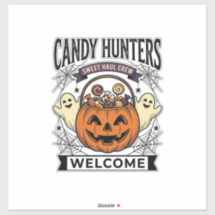 Adesivo Coletor de Doces de Halloween Gravura Antiga Abóbo
