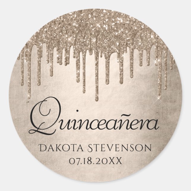 Adesivo Coletor de Taupe | Champagne Quinceanera (Frente)