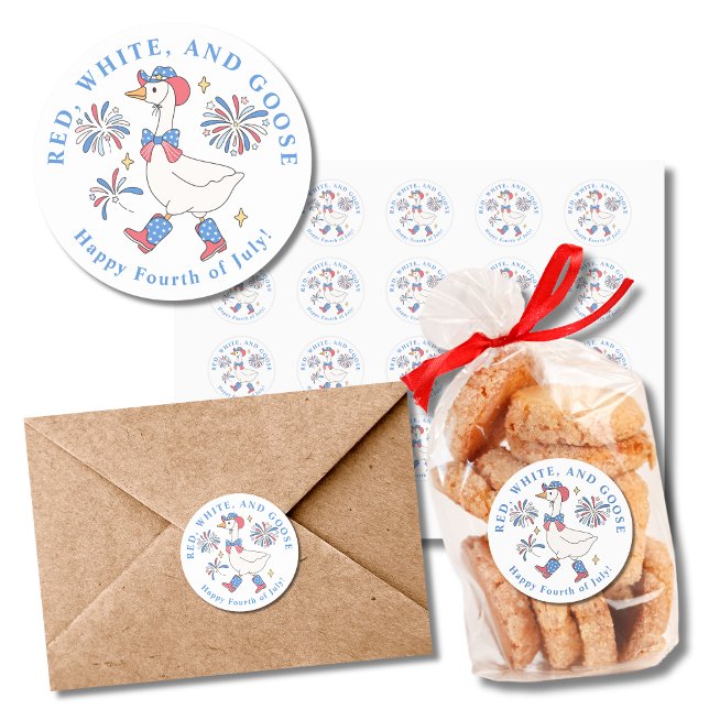 Adesivo Coletor de Texto Personalizado em 4º de julho (Super cute sticker labels are great for sending mail or adding an extra touch to party favors.)