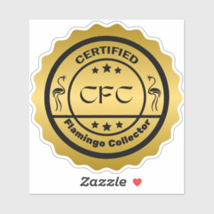 Adesivo Coletor Flamingo Funny Certified Black e Dourado