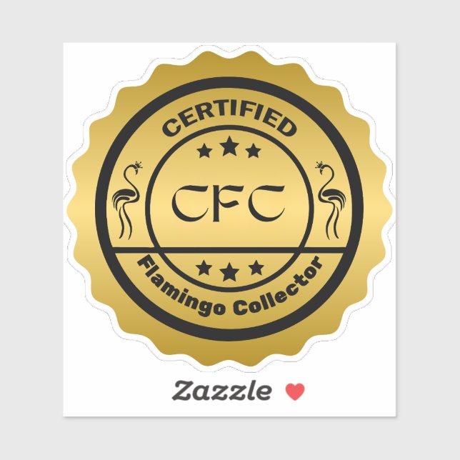 Adesivo Coletor Flamingo Funny Certified Black e Dourado (Folha)