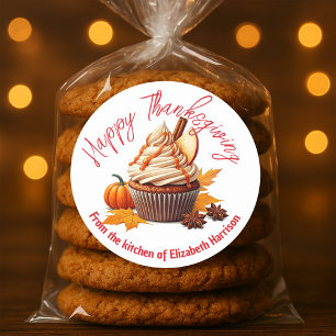 Adesivo Colheita de Cupcake Delícias de Outono Dia de Ação