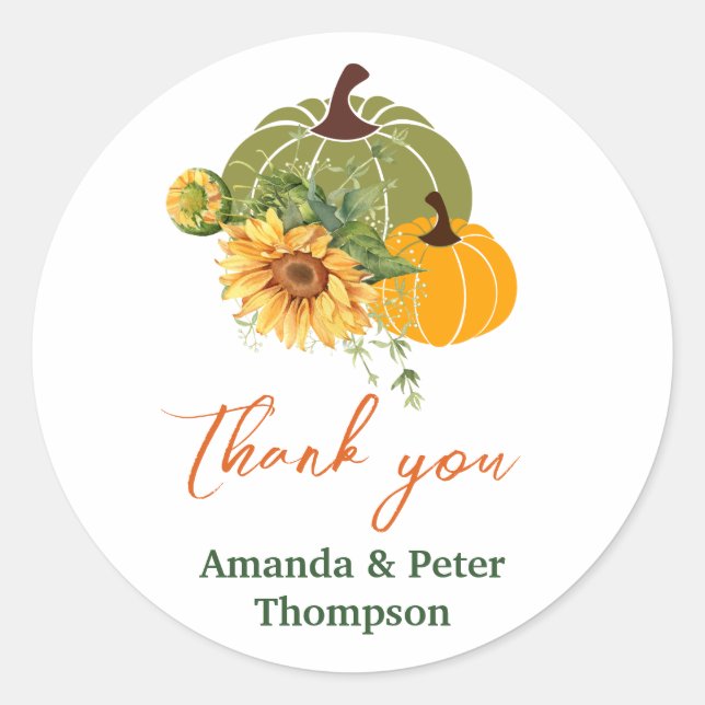 Adesivo Colheita De Pequeno Pumpkin Bonito Chá de fraldas  (Frente)