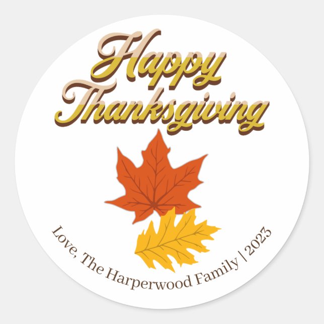 Adesivo Colheita simples de outono feliz ação de graças (Frente)