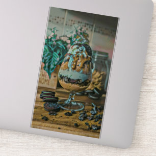 Adesivo Colher comprada de sorvete de chocolate derretido