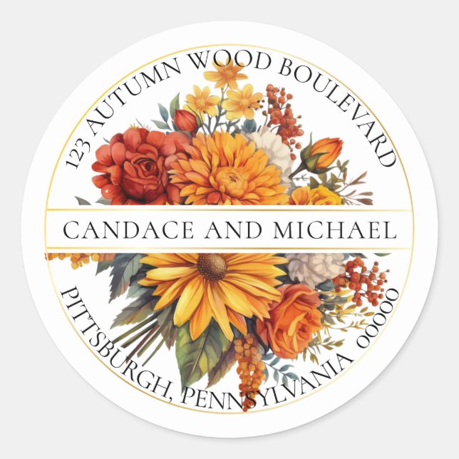 Adesivo Colher Endereço de Devolução do Buquê Floral Laran (Frente)