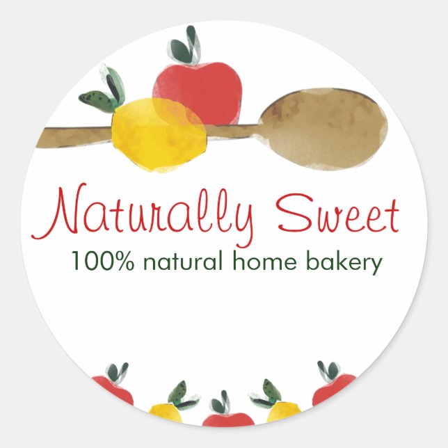 Adesivo colheres de maçã de limão para panificação de pada (Frente)