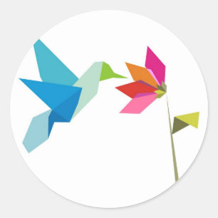 Adesivo Colibri e flor de Origami