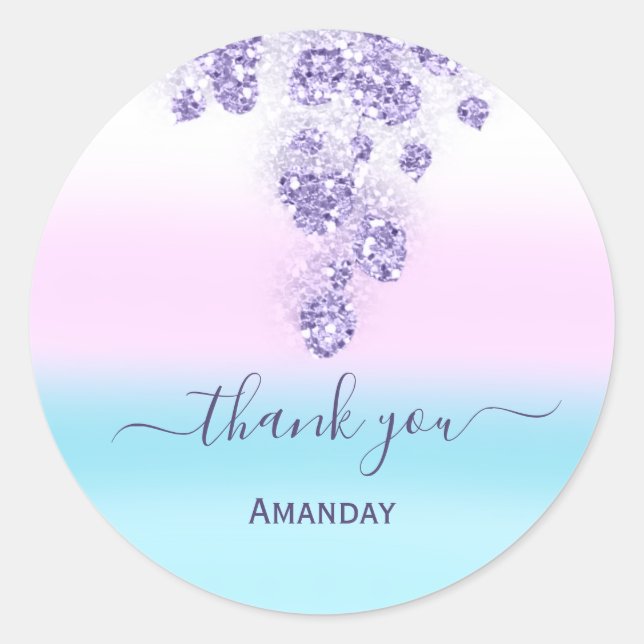 Adesivo Colírio rosa Colírio Suave16º Obrigado Azul (Frente)