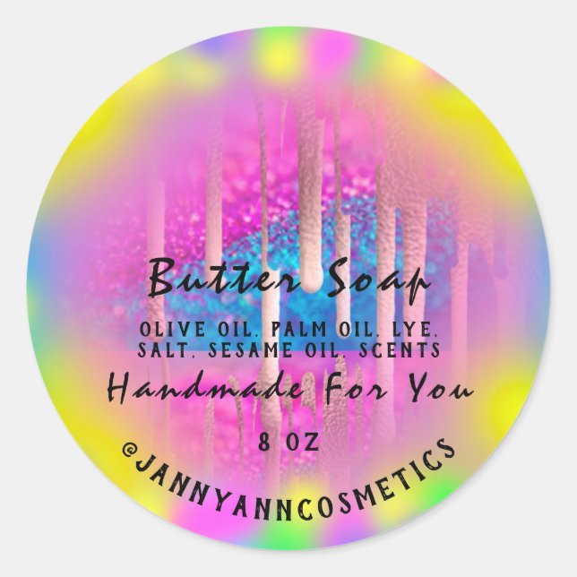 Adesivo Colírios Holográficos Rosa Quentes de Cosméticos d (Frente)