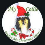 Adesivo Collie Christmas Gifts<br><div class="desc">Você pode encontrar muitos presentes de Natal Collie aqui. Esta colina tricolorido é adorável em uma camisola,  ornamento,  ou várias outras ideias excelentes para você mesmo ou como presente.</div>