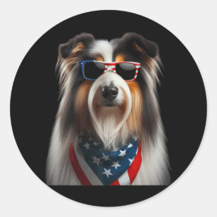 Adesivo Collie Dog 4 De Julho Independente Americano