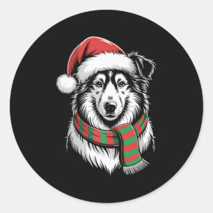 Adesivo Collie Dog Xmas Santa Hat Scarf Costume De Natal