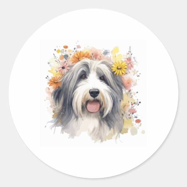 Adesivo Collie entorida entre flores silvestres 1 (Frente)