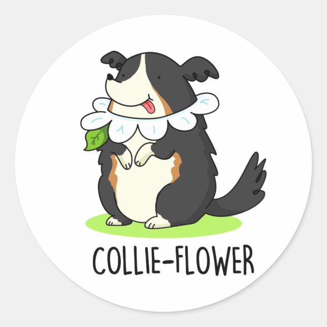 Adesivo Collie-flower Funny Border Collie Dog Pun (Frente)