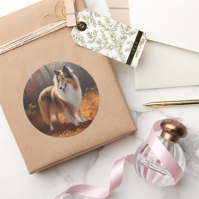 Adesivo Collie grosso no outono deixa cair inspiração (Presentear)