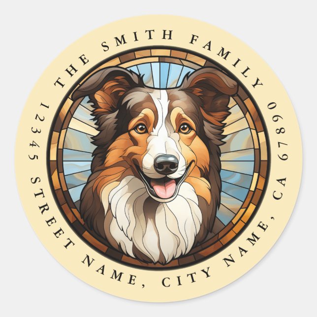 Adesivo Collie Round Stickers (Frente)