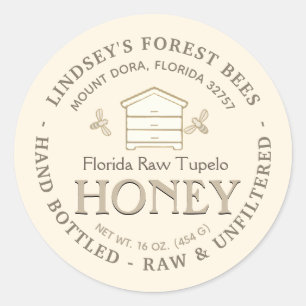 Adesivo Colmeia com Pequena Abelha Rótulo de Mel Mão em Br