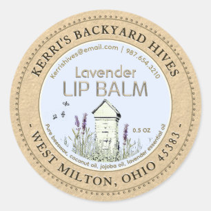 Adesivo Colmeia de Cera de Besca Lavanda Lip Balm Kraft
