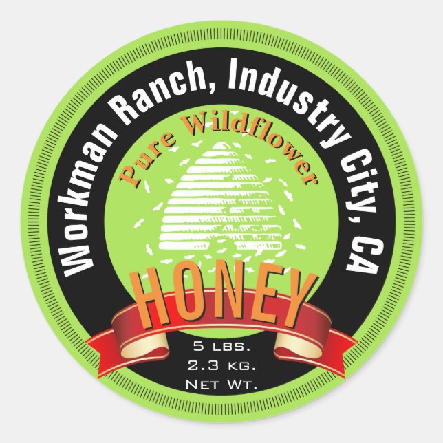 Adesivo Colmeia e texto redondo personalizado (Frente)