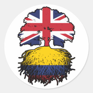 Adesivo Colômbia: Bandeira das Raízes da Árvore Britânica