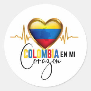 Adesivo Colômbia en mi Corazon - Orgulho Colombiano