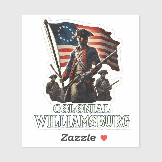 Adesivo Colonial Williamsburg Colonial Soldier Vintage (Folha)