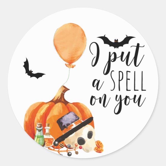 Adesivo Coloquei um Spell em sua Abóbora de Aquarela (Frente)