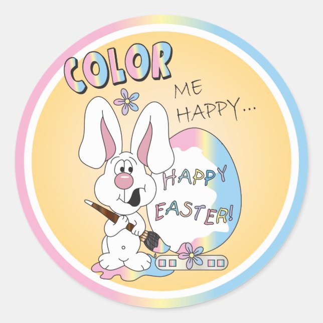 Adesivo Color Me Happy Bunny Rabbit - Páscoa (Frente)