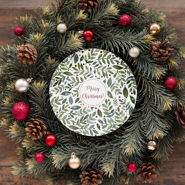 Adesivo Coloração aquosa verde ramos e bagas sazonais (Criador carregado)