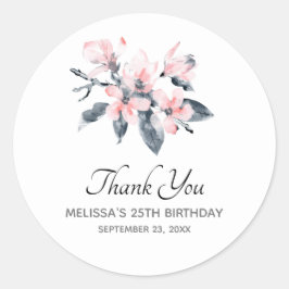 Adesivo Coloração d'água cor- de- rosa e Cinza - Obrigado